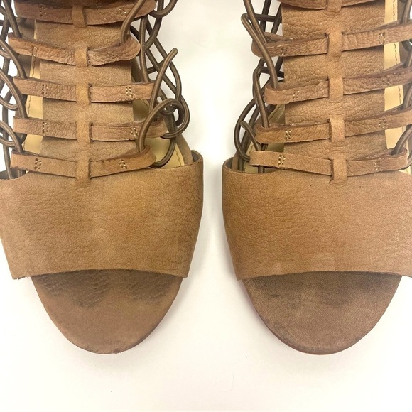 Vince Camuto Evel Sandal Caged Brown Buckle Open Toe Heels Women’s Size 10 - Picture 6 of 9